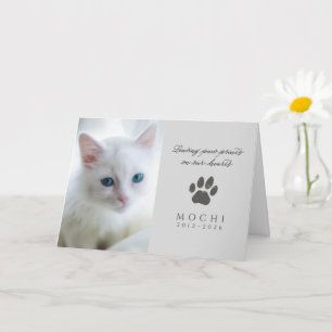 Neutral Custom Photo Name Paw Print Pet Memorial Card
