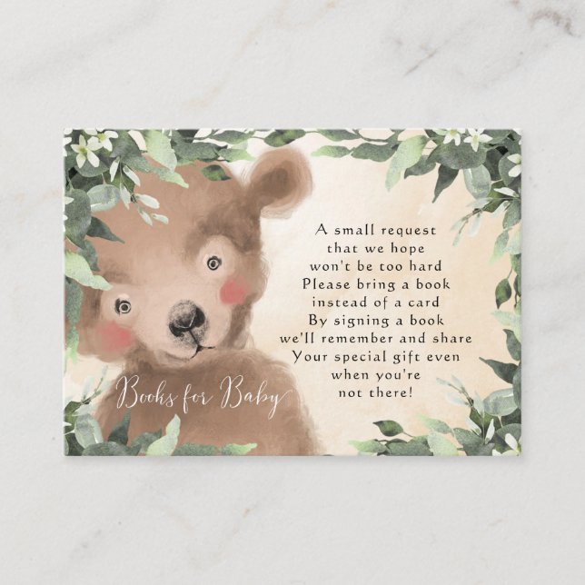 neutral cute bear books for baby request card (Front)