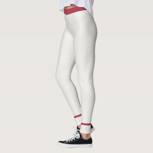 Neutral Dark Maroon Striped Personalise Athleisure Leggings