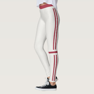 Neutral Dark Maroon Stripes Personalise Athleisure Leggings