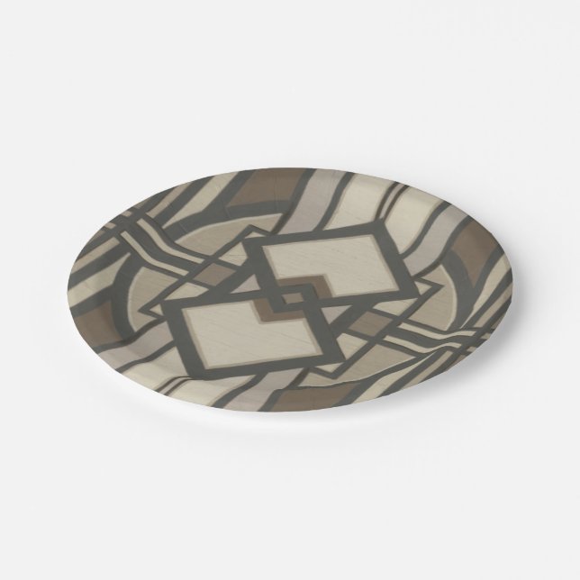 Neutral Deco Panel I Paper Plate (Angled)