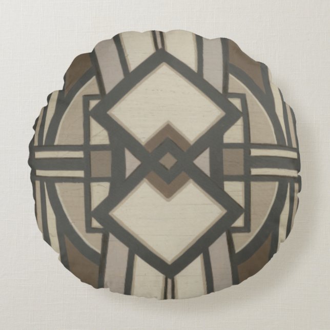 Neutral Deco Panel I Round Cushion (Front)