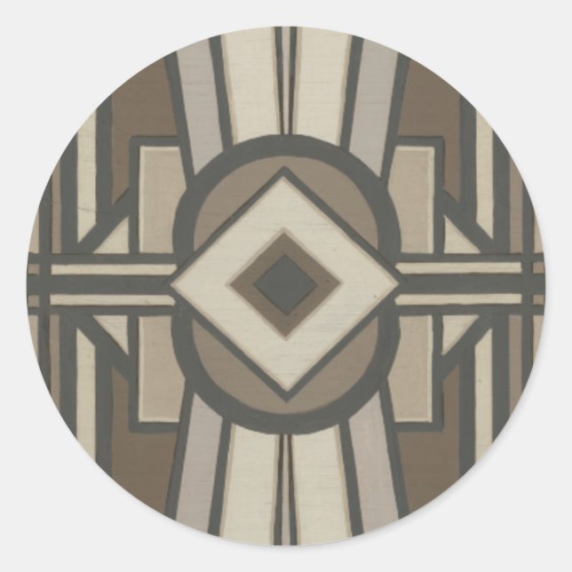 Neutral Deco Panel II Classic Round Sticker (Front)