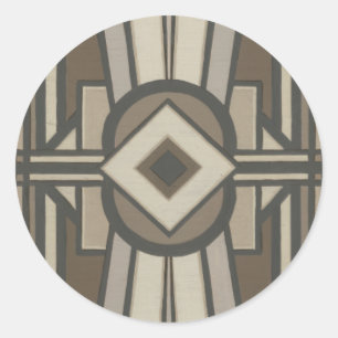 Neutral Deco Panel II Classic Round Sticker