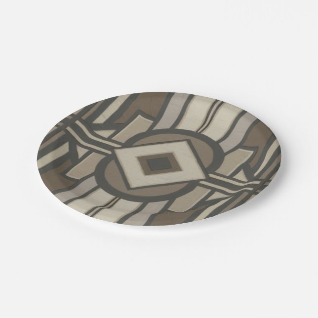 Neutral Deco Panel II Paper Plate (Angled)