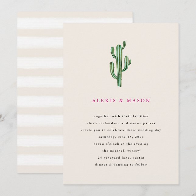 Neutral Desert | Cactus Wedding Invitation (Front/Back)