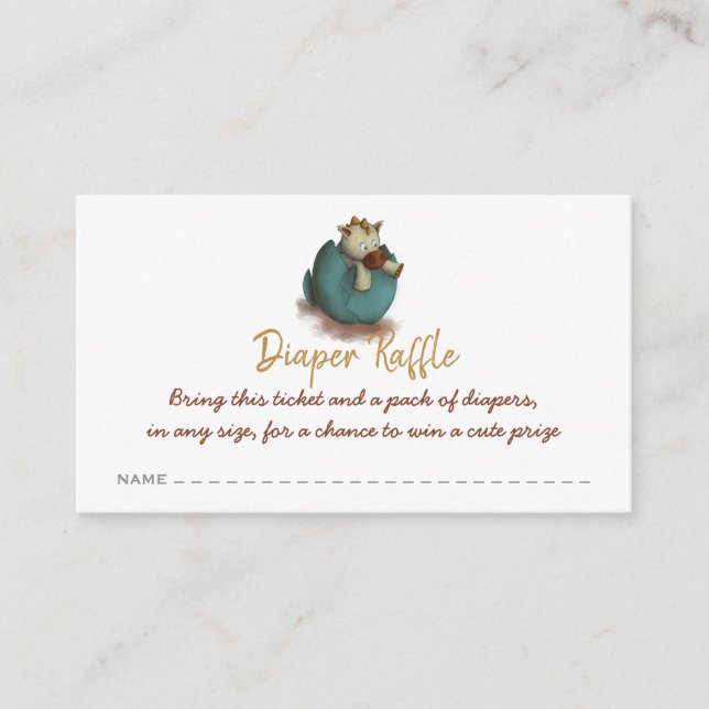 Neutral dinosaur diaper raffle ticket enclosure card (Front)