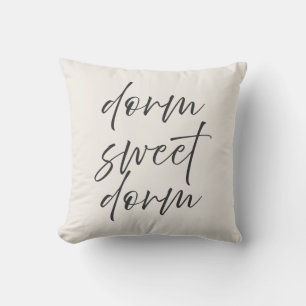 Neutral “Dorm Sweet Dorm” Pillow Ivory & Grey