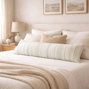 Neutral Dusty Blue Striped   Rustic Farmhouse Body Cushion