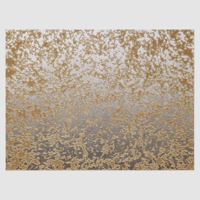 Neutral Dusty Gold Grey Ombre Abstract Crackle Tissue Paper (Front)