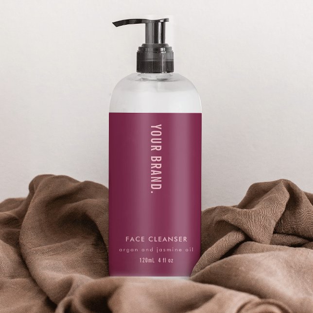 Neutral Dusty Pink 4 OZ Cosmetic Bottle Label (Modern Mulberry Red & Pink 4 OZ Cosmetic Bottle Label *verify size to ensure a good fit*)