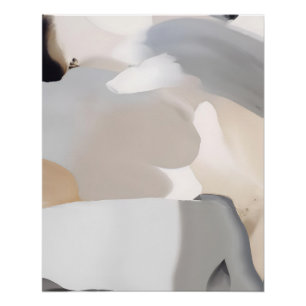 Neutral Earth Abstract with Organic Forms Poster