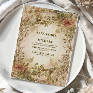 Neutral Earth Bohemian Floral Wedding  Invitation