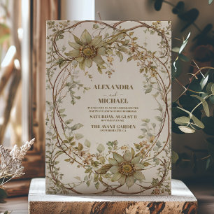 Neutral Earth Bohemian  Wedding  Invitation