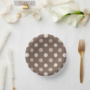 Neutral Earth Brown Polka Dots Design Paper Plate