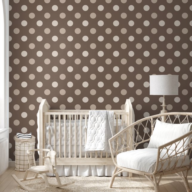 Neutral Earth Brown Polka Dots Design  Wallpaper (Kids)