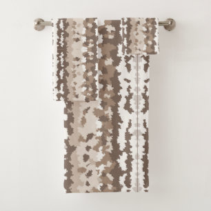 Neutral Earth Camo Irregular Abstract Design Bath Towel Set