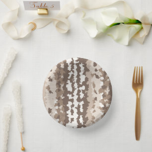Neutral Earth Camo Irregular Abstract Design Paper Plate
