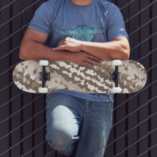Neutral Earth Camo Irregular Abstract Design Skateboard