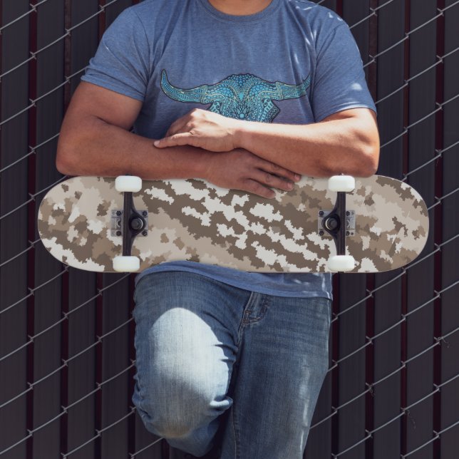 Neutral Earth Camo Irregular Abstract Design Skateboard (Outdoor 3)