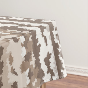 Neutral Earth Camo Irregular Abstract Design Tablecloth