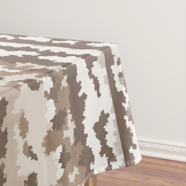 Neutral Earth Camo Irregular Abstract Design Tablecloth (In Situ)