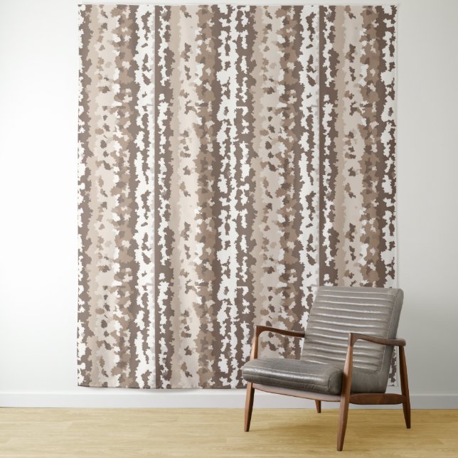 Neutral Earth Camo Irregular Abstract Design Tapestry (In Situ)