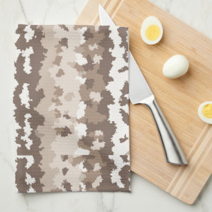Neutral Earth Camo Irregular Abstract Design Tea Towel