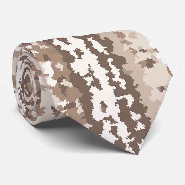 Neutral Earth Camo Irregular Abstract Design Tie (Rolled)