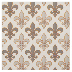 Neutral Earth Royal Fleur-de-lis Style Fabric