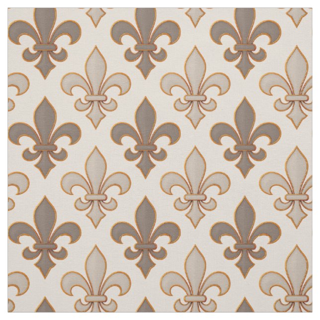 Neutral Earth Royal Fleur-de-lis Style  Fabric (Swatch)