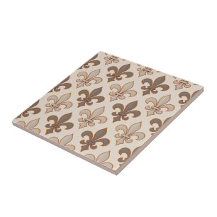 Neutral Earth Royal Fleur-de-lis Style Tile