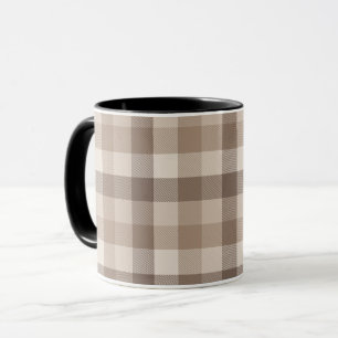 Neutral Earth Tan Chequered Gingham Plaid  Mug