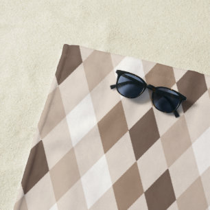 Neutral Earth Tan Harlequin Diamond  Beach Towel