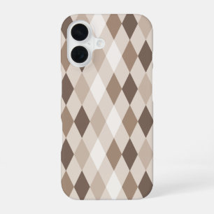 Neutral Earth Tan Harlequin Diamond  iPhone 16 Case