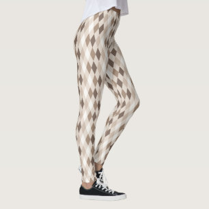 Neutral Earth Tan Harlequin Diamond Leggings
