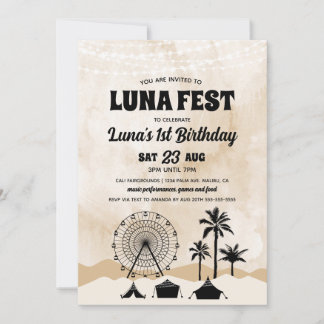 Neutral Earth Tone Music Festival Birthday Invitation