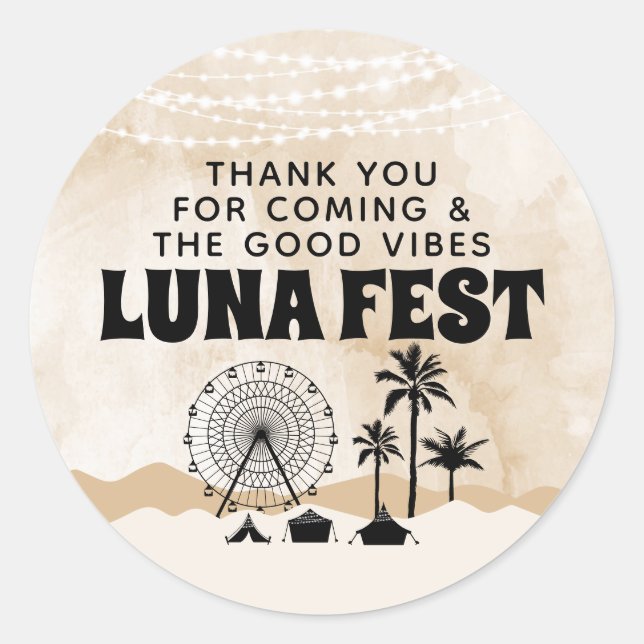 Neutral Earth tone Music Festival Thank You Classic Round Sticker (Front)