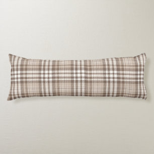 Neutral Earth Tone Plaid Tartan Design  Body Cushion