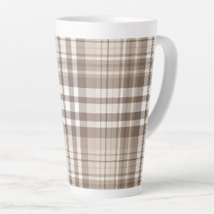 Neutral Earth Tone Plaid Tartan Design Latte Mug