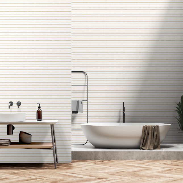 Neutral Earth Tone Watercolor Stripe, peel & Stick Wallpaper (Bathroom)