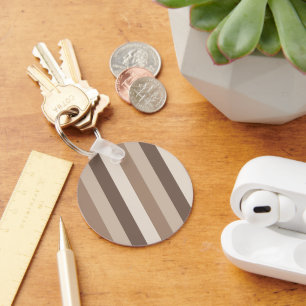 Neutral Earth Tones Stripes Pattern Design Key Ring