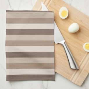 Neutral Earth Tones Stripes Pattern Design Tea Towel