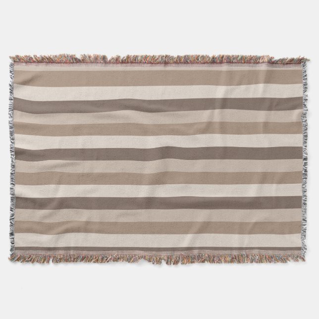 Neutral Earth Tones Stripes Pattern Design  Throw Blanket (Front)