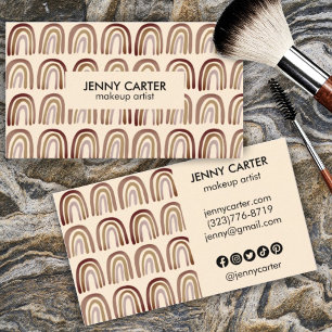 Neutral Earthy Rainbows Pattern Boho Unique Brown  Business Card