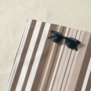 Neutral Earthy Tone Stripes Pattern Design  Beach Towel