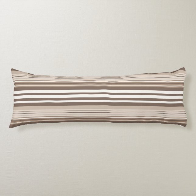 Neutral Earthy Tone Stripes Pattern Design  Body Cushion (Front)
