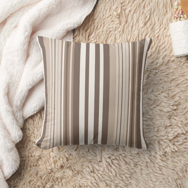 Neutral Earthy Tone Stripes Pattern Design  Cushion (Blanket)