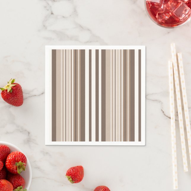Neutral Earthy Tone Stripes Pattern Design  Napkin (Insitu)