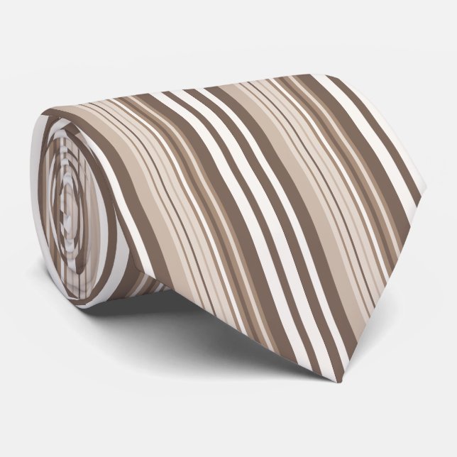 Neutral Earthy Tone Stripes Pattern Design  Tie (Rolled)